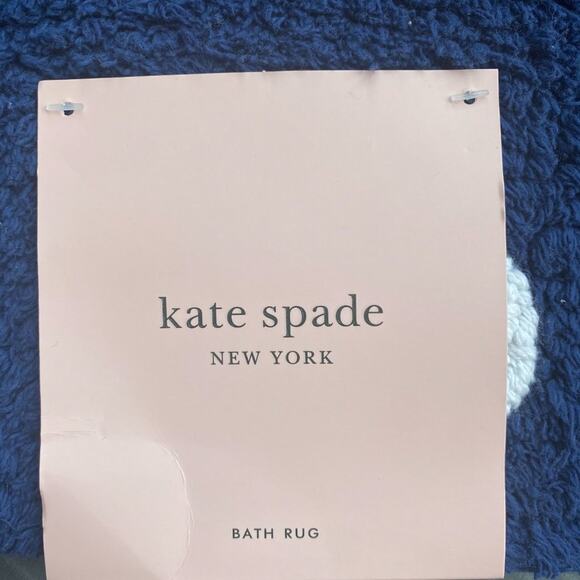 NWT Kate Spade Rugs Bath Mats Cotton Reversible Polka dot Blue white 2 piece - Picture 2 of 4